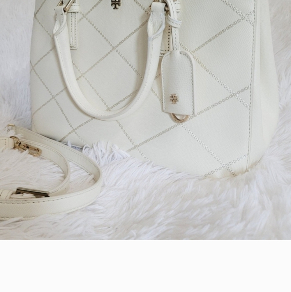 Tory Burch Cream Quilted Satchel EUC